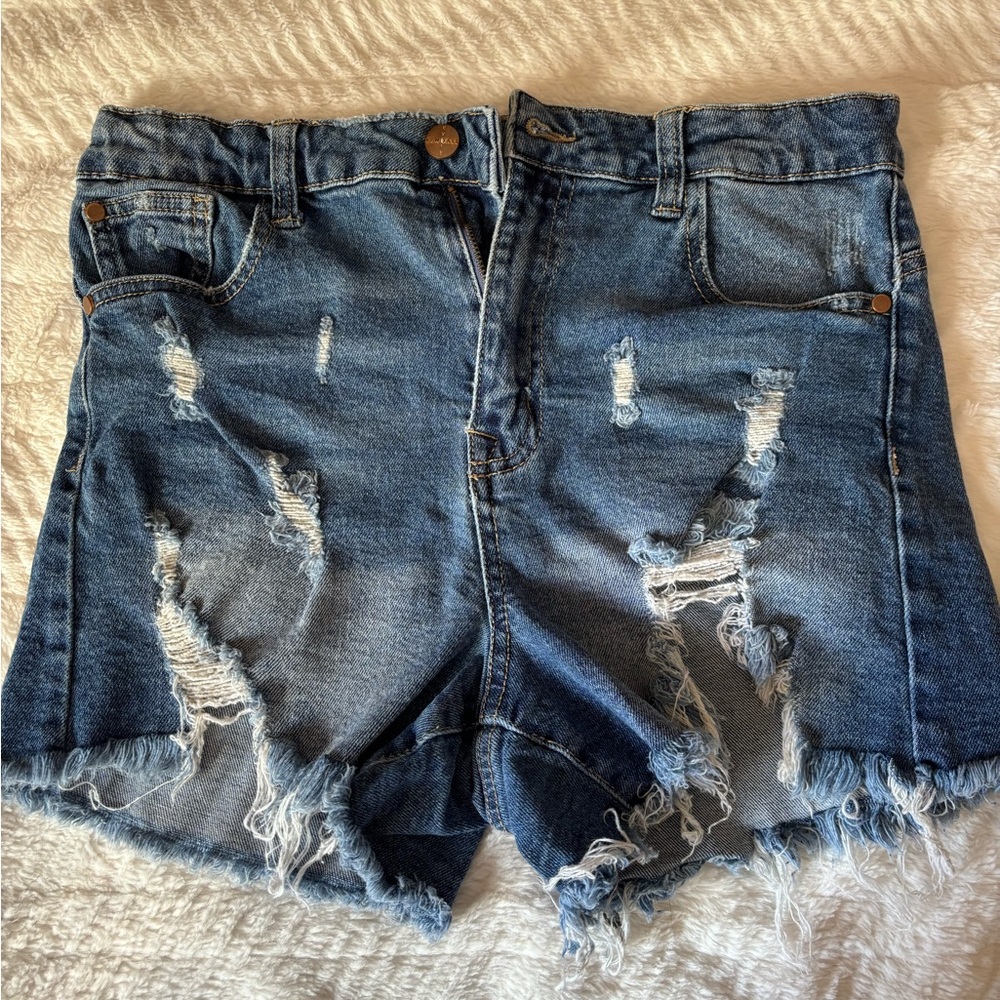 Distressed Denim Shorts Kendal + Kylie